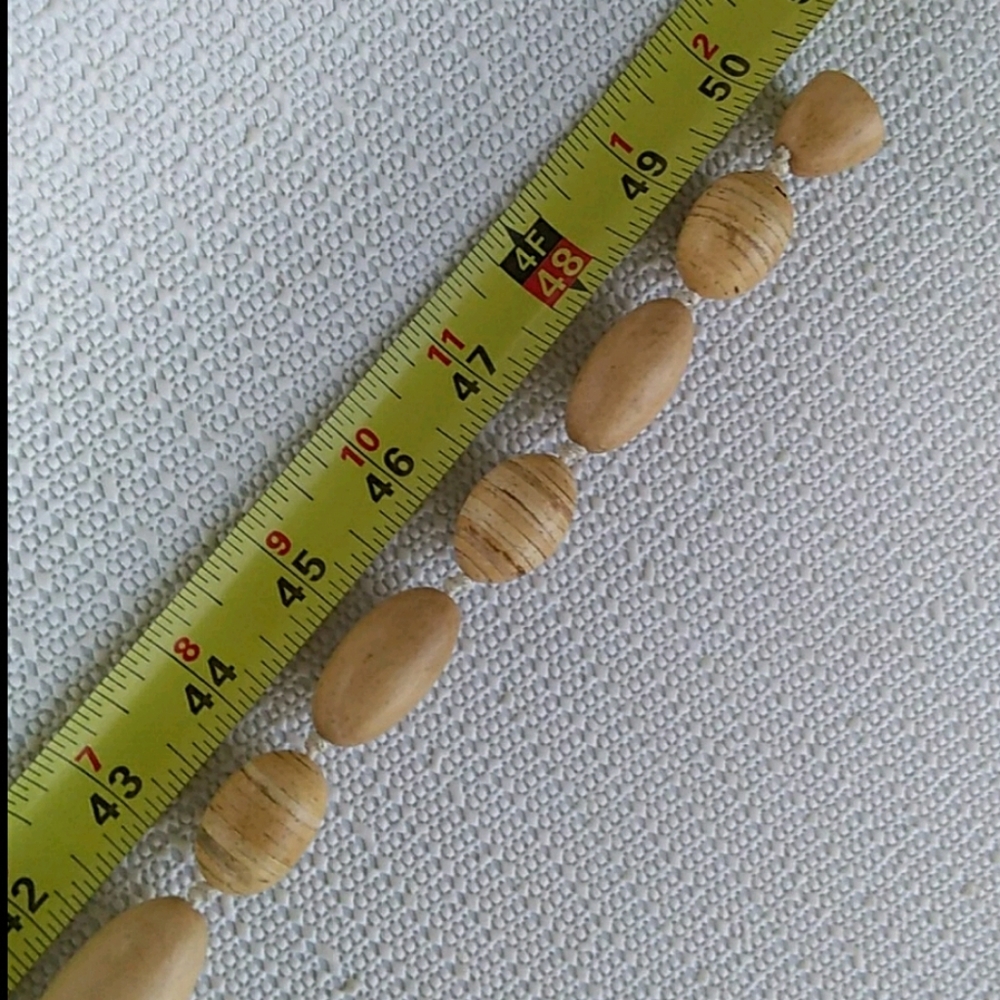 RARE '80s HOLLAND MANOUK BIJOUX 50" Alternating Stacked Solid Wood Bead Necklace - Picture 11 of 16